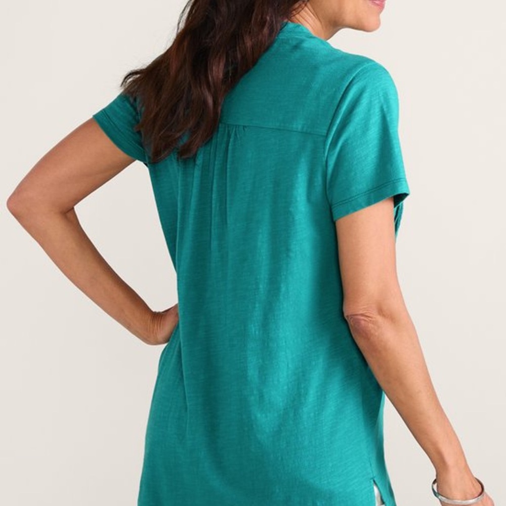 Soft Surroundings Teal Button-Front Tunic - Picture 2 of 6